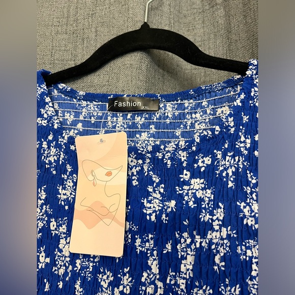 BLUE FLORAL MIDI BODYCON DRESS XXL - Picture 9 of 10